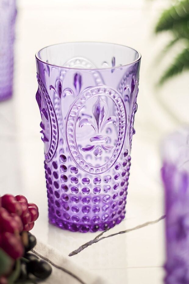 Akrilik Mor Uzun Bardak & Su Meşrubat Bardağı 750 ml ( Cam Değildir ). - 1