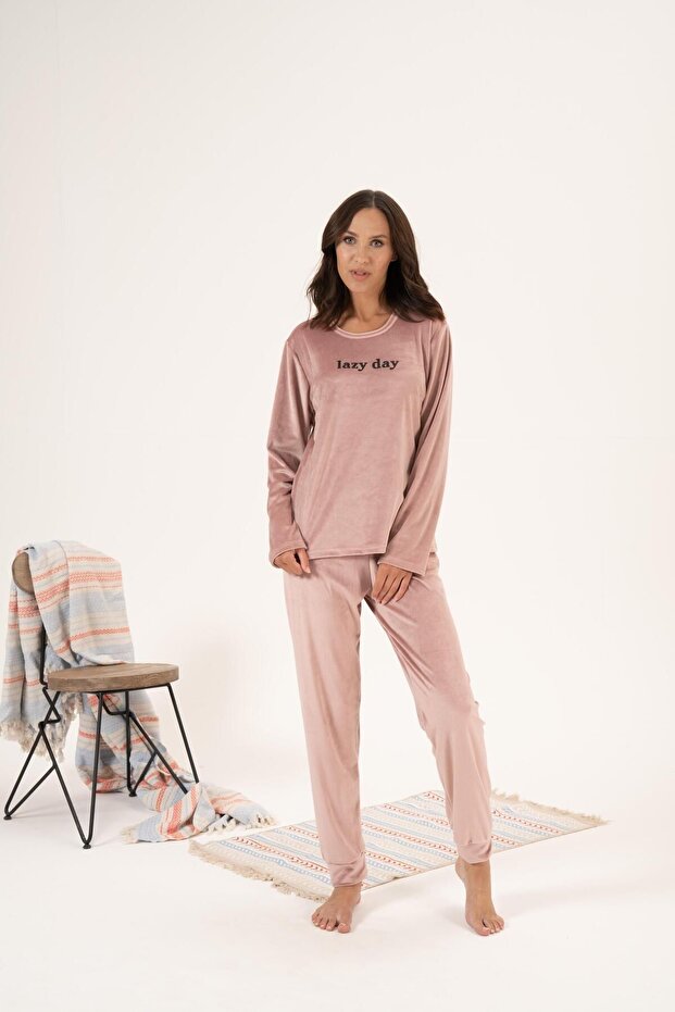 Kadın Kışlık Lazy Day Kadife Pijama Takımı - 1