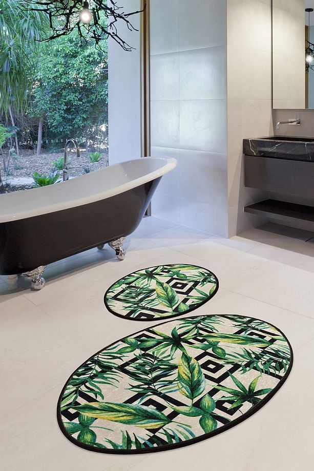 Botanıc 2'li Set Banyo Halısı Paspas, Klozet Takımı Djtbanyo - 1