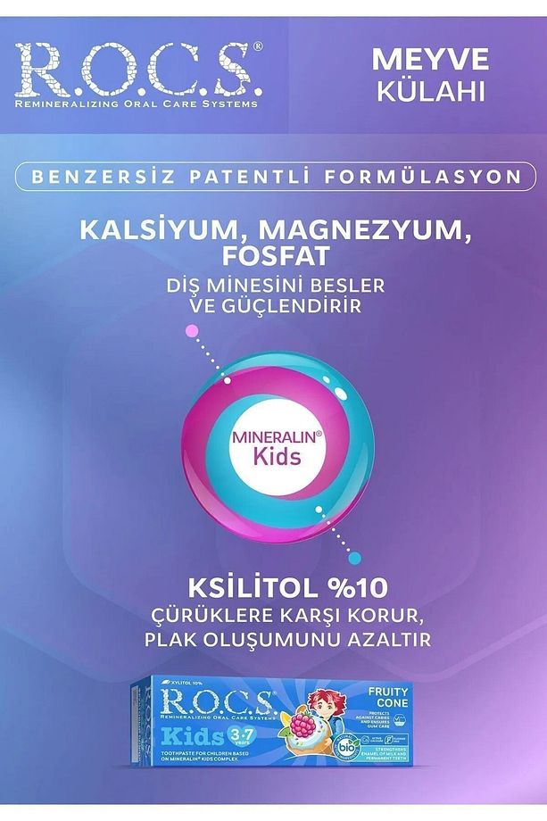 Rocs Kids 3-7 Yaş Meyveli Çocuk Diş Macunu Meyve Külahı 35ml X2 ADET - 4