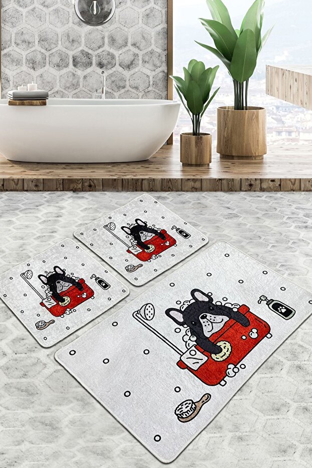 Dogs Shower Bath Mat Set of 3