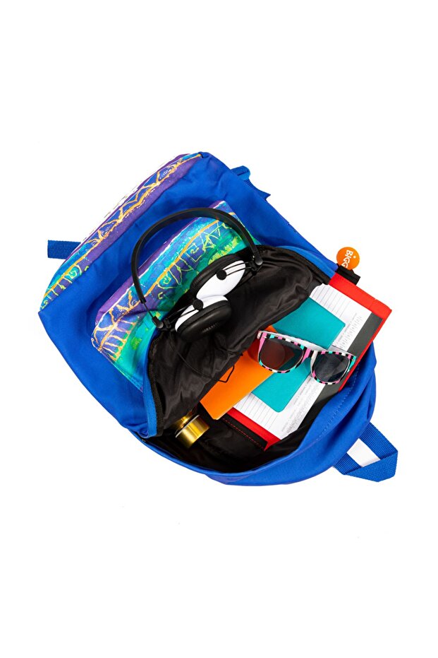 Unisex Blue Pattern Evil Eye Backpack - 7