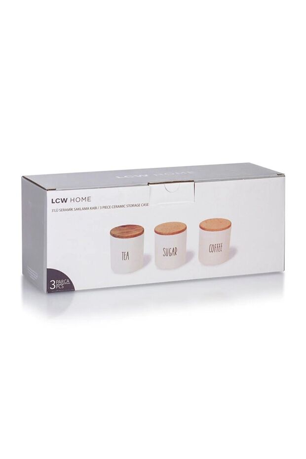 Lcw Home - Set of 3 Ceramic Storage Containers, Printed - 2