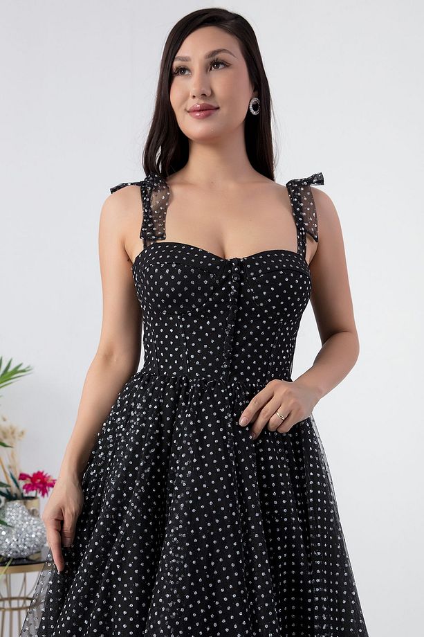 Askılı Simli Tül Elbise ECR5331 - 2