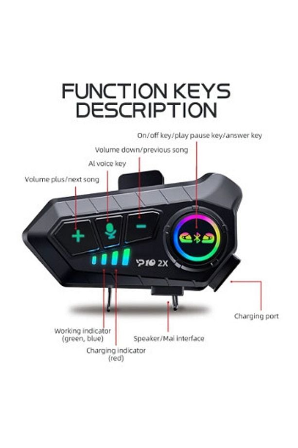 Y10 2X Motosiklet Kask İntercom Çift Eşleşme RGB Işıklı Bluetooth Kulaklık 5,3 - 5