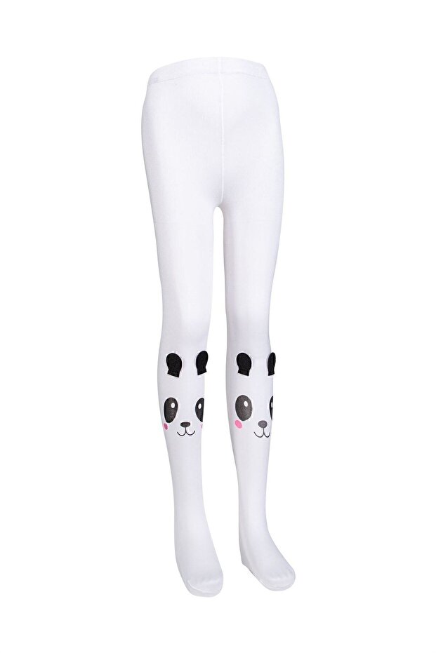 Panda Patterned Micro Girls Pantyhose Single Pack
