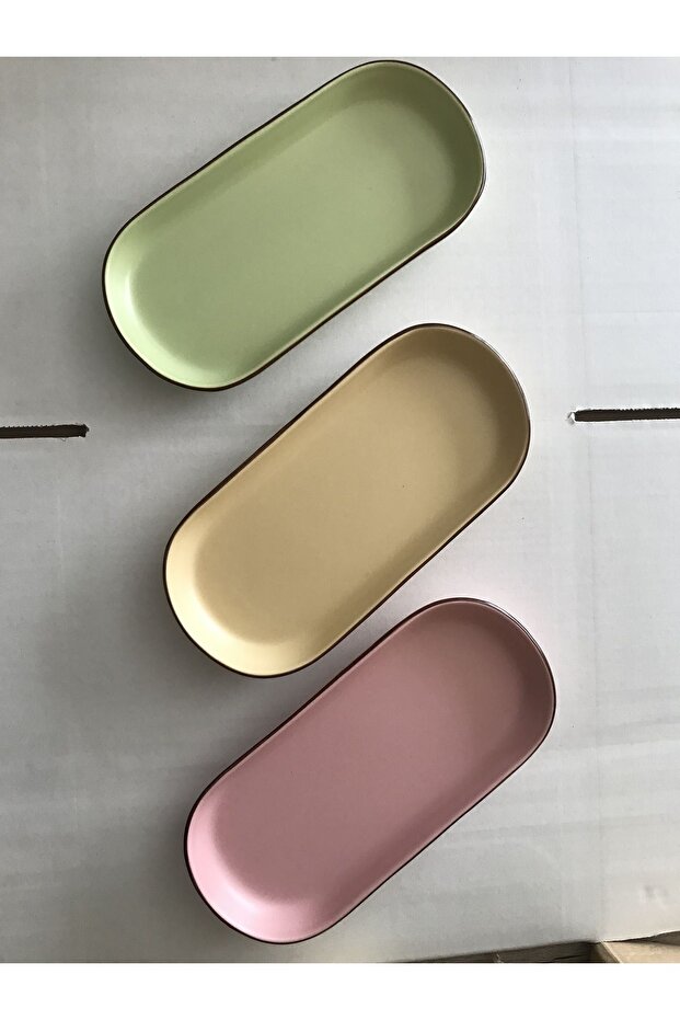 Mat Pembe Krem Nil Yeşil Noyan Kayık Tabak Kenar File 3 Renk 3 Adet - 6