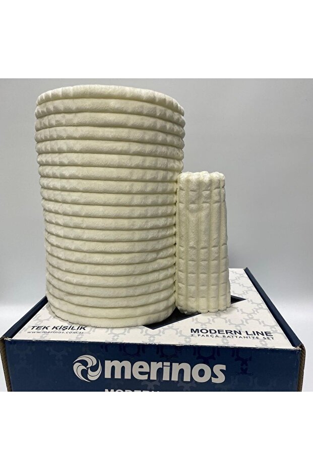 Merinos Modern Lıne Tek Kişilik Battaniye - Kemik - 3