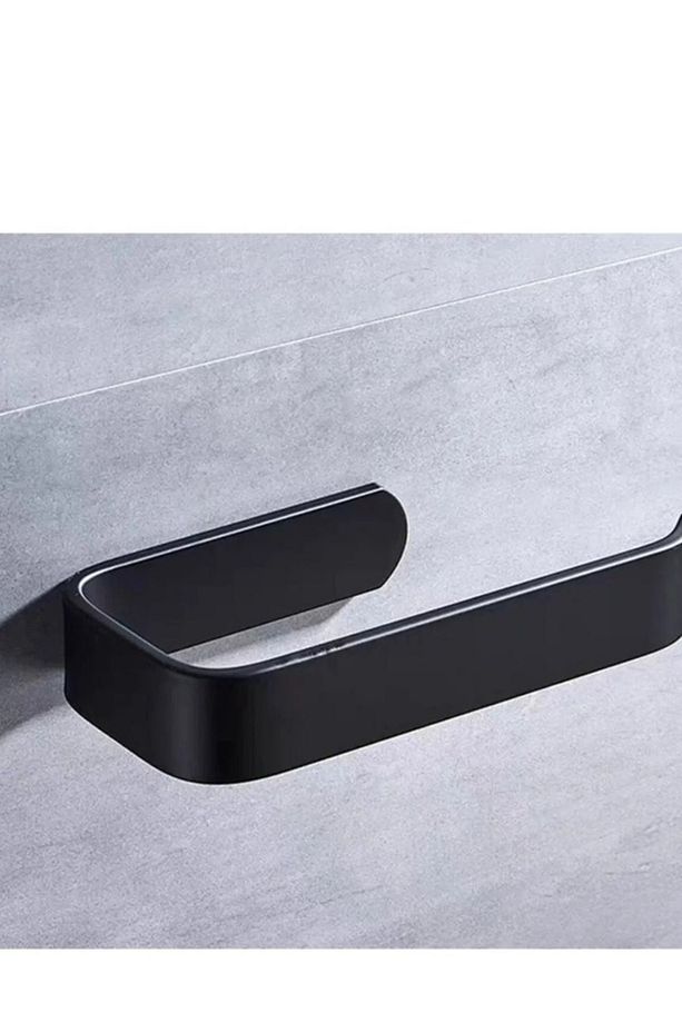 Metal Mat Siyah Wc Kağıtlık Tuvalet Kağıtlığı Tuvalet Kağıdı Askısı Yapışkanlı Tasarım - 2