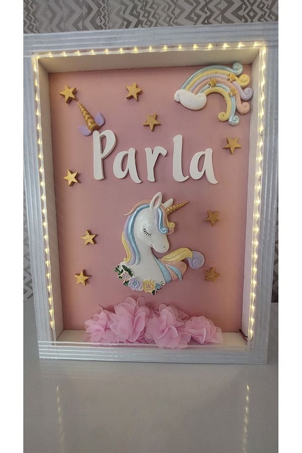 Unicorn Bebek Ledli Kapı Süsü Mdf Kokulutaş Pano - 3