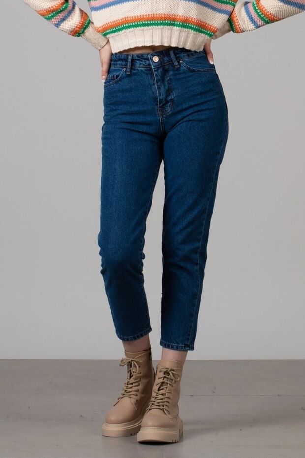 Dark Blue More Sustainable High Waist Mom Jeans
