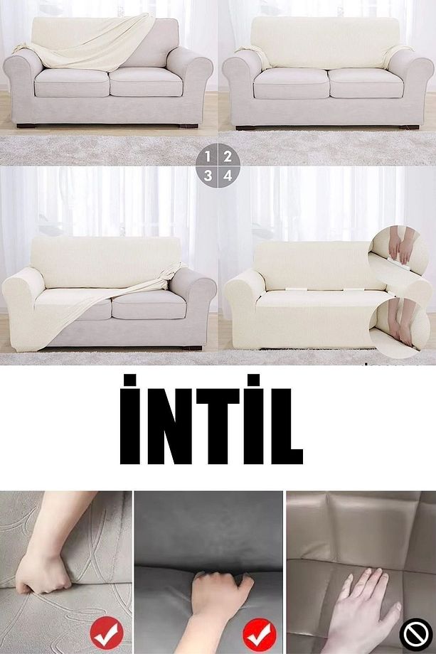Likrali Koltuk Örtüsü Takımı 3 3 1 1 Koltuk Kılıfı Takımı (4 adet) Sofa Cover - 3