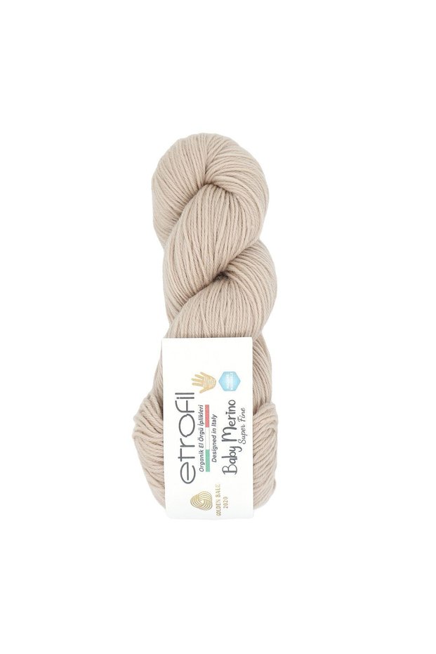 Baby Merino Knitting Yarn Cream Beige 100% Organic Superwash Merino Wool 50g 200m (77087)