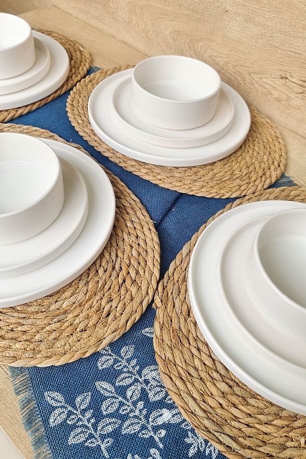 Stackable Mat Beyaz 12 Parça 4 Kişilik Yemek Kahvaltı Takımı - 3