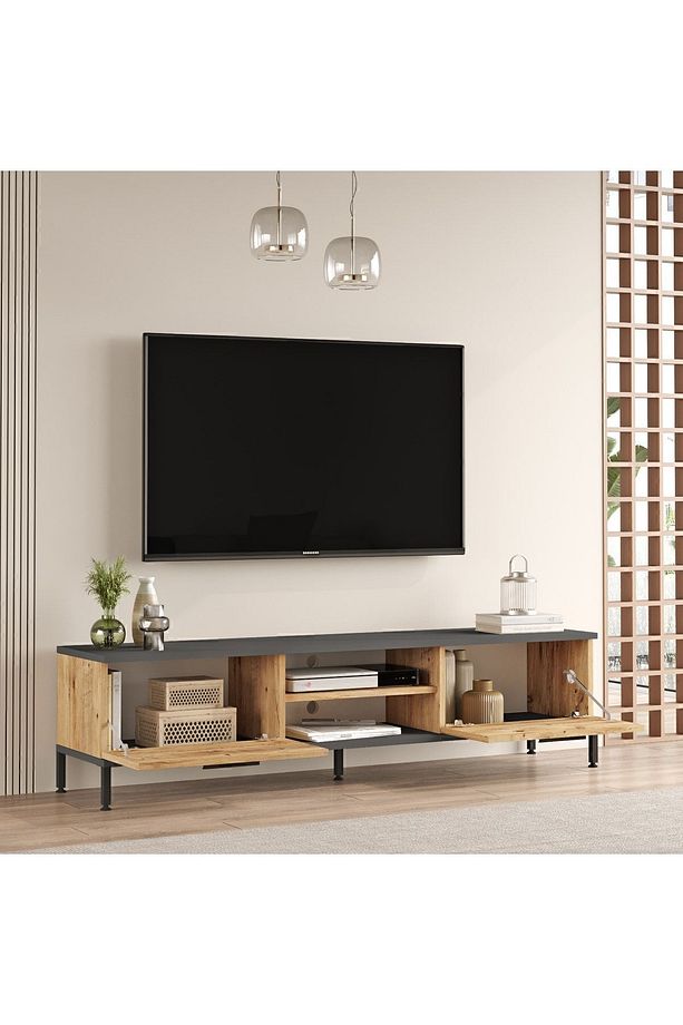 Royal Tv Ünitesi 2'li Set Orta Sehpa Metal Ayaklı Çam Rl5-aa - 6