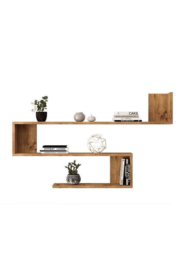 Shelf R10 Modern Duvar Rafı Kitaplık Atlantik Çam - 4