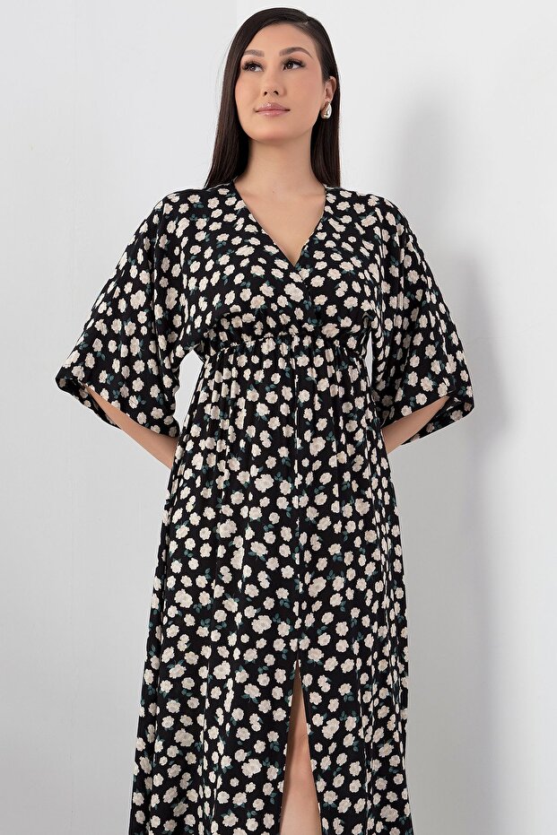 Kruvaze Yaka Viskon Elbise VRN7625 - 2