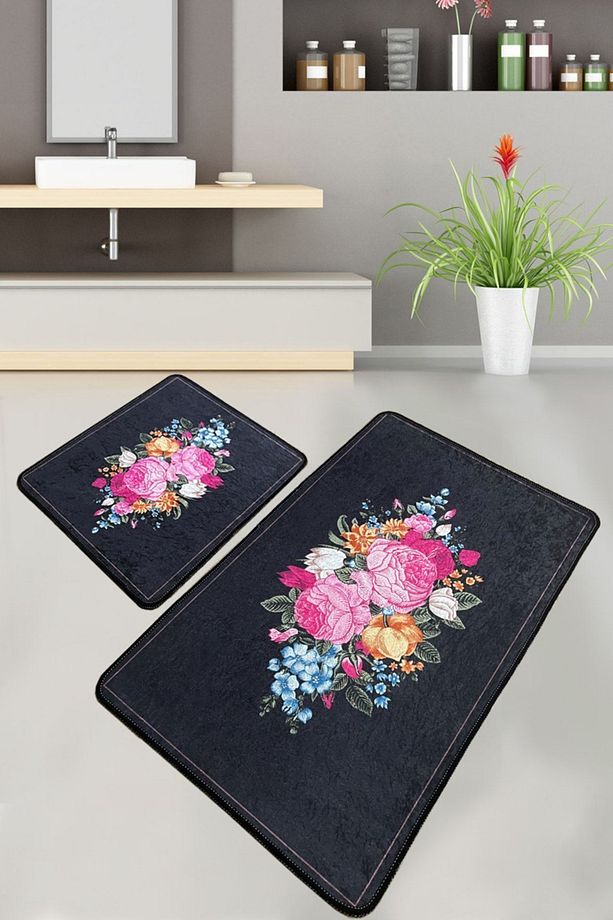 Blomst Banyo Halısı 2'li Set Banyo Halısı Paspas Yıkanabilir Kaymaz Djtbanyo - 1