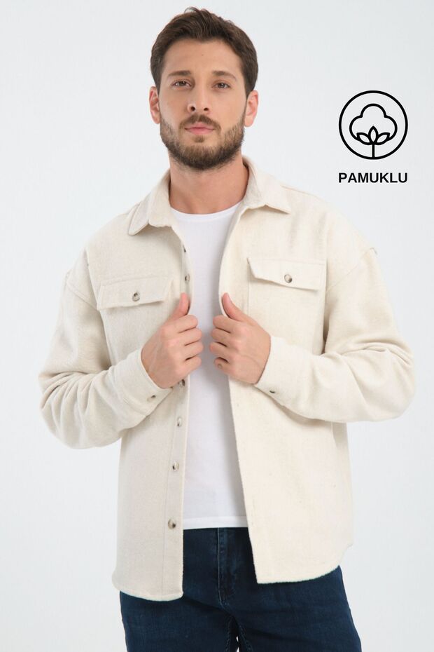Winter Comfortable Fit Textured Lumberjack Stamp Shirt Jacket Comfortable Fit
