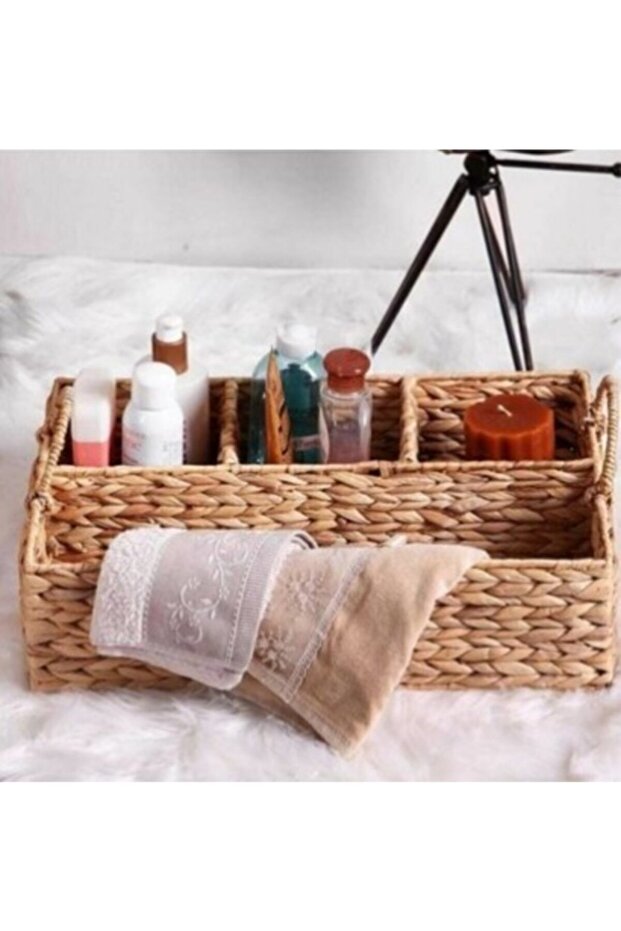 Bamboo Rattan 4 Lu Lux Bathroom Organizer