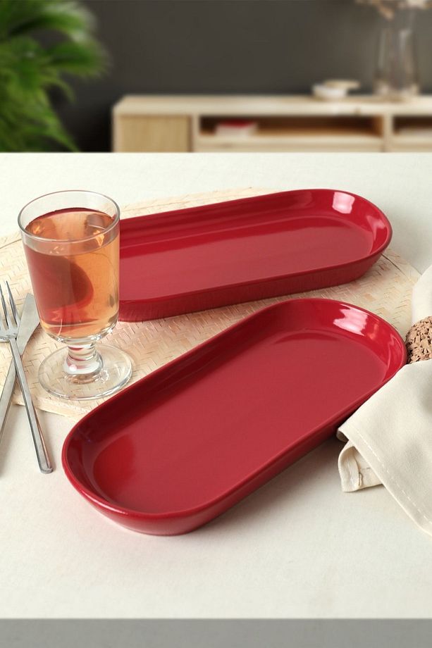 Kırmızı Noyan Kayık Tabak 26 Cm 2 Adet 506 - 1