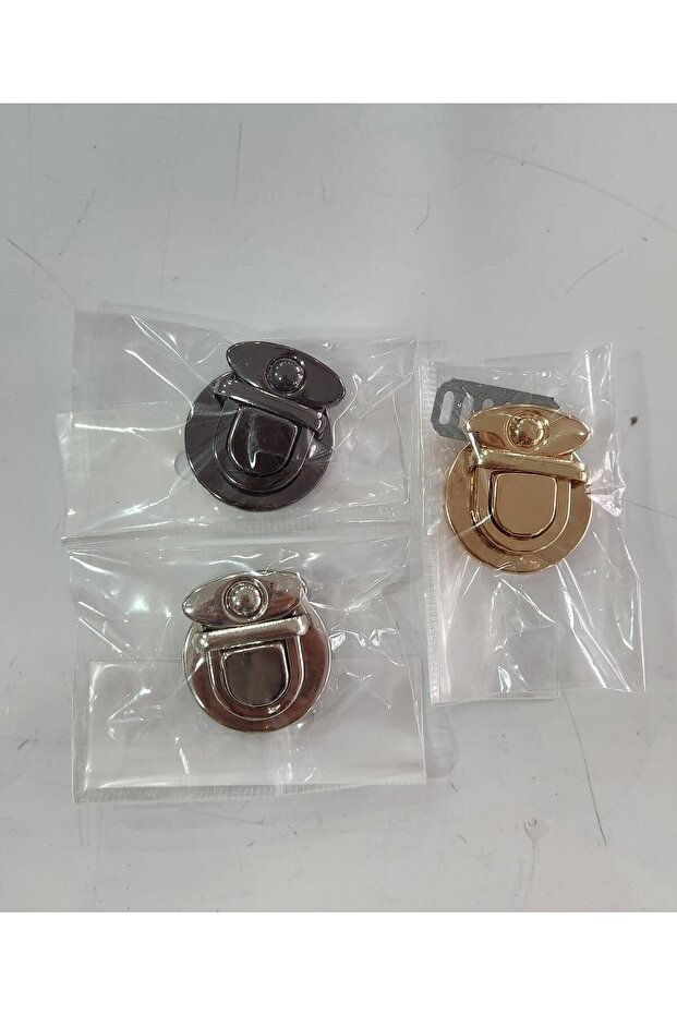 Gray 2 Pieces - Bag Clasp Dotted, 3 cm