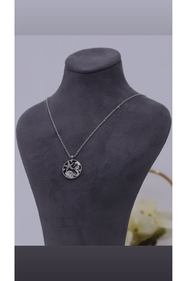 Non-Fading Zircon Necklace with Seafood Motif -Silver Steel Trend Necklace