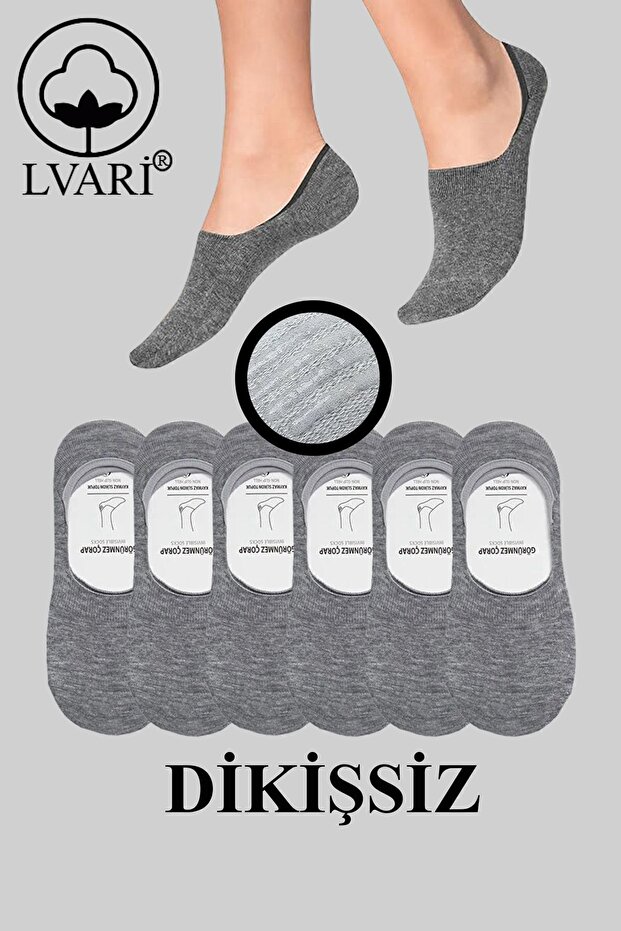 6UnisexCotton Seamless Gray Ballerina Socks