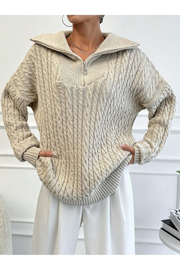 Trucker Collar Knitted Sweater - 6