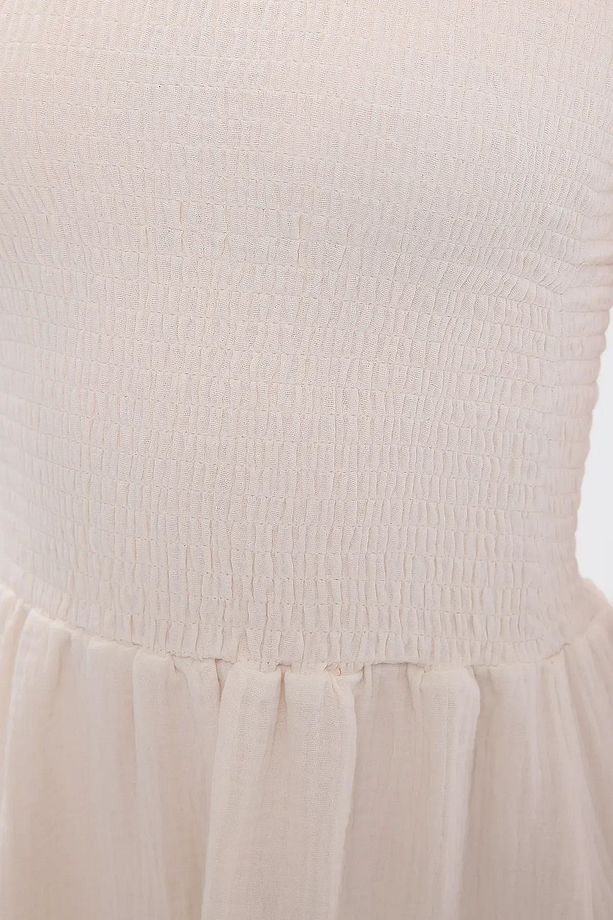 Straplez Lastikli Maxi Elbise - 4
