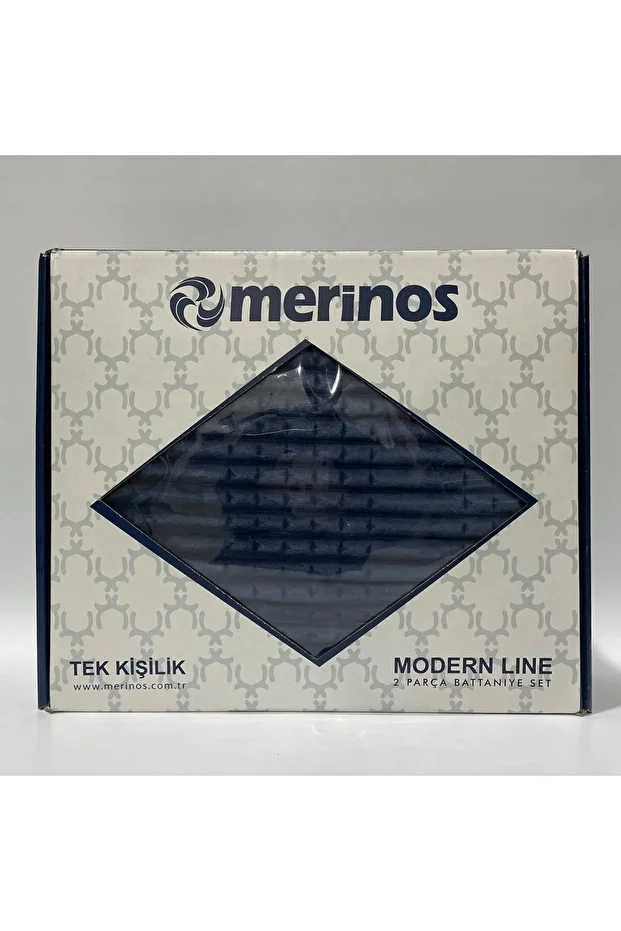 Merinos Modern Lıne Tek Kişilik Battaniye 2 Parça Yatak Örtüsü Seti modernlıneteklacivert02 - 1