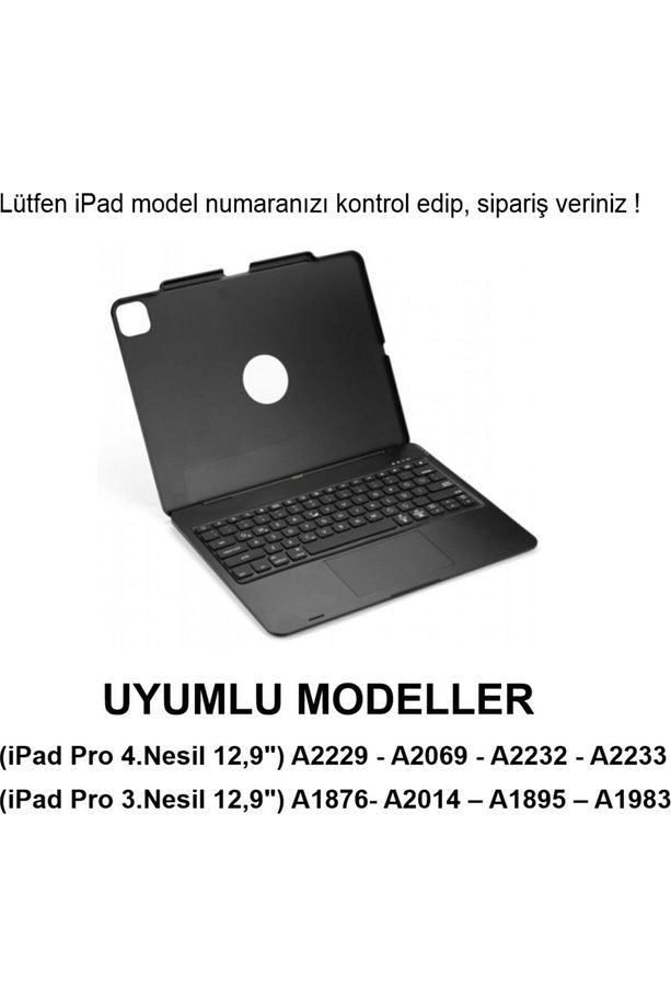 Ipad Pro 12,9" 4. Ve 3. Nesil Için Türkçe Q Klavye Kılıf Touchpad Trackpad Mouse - 2