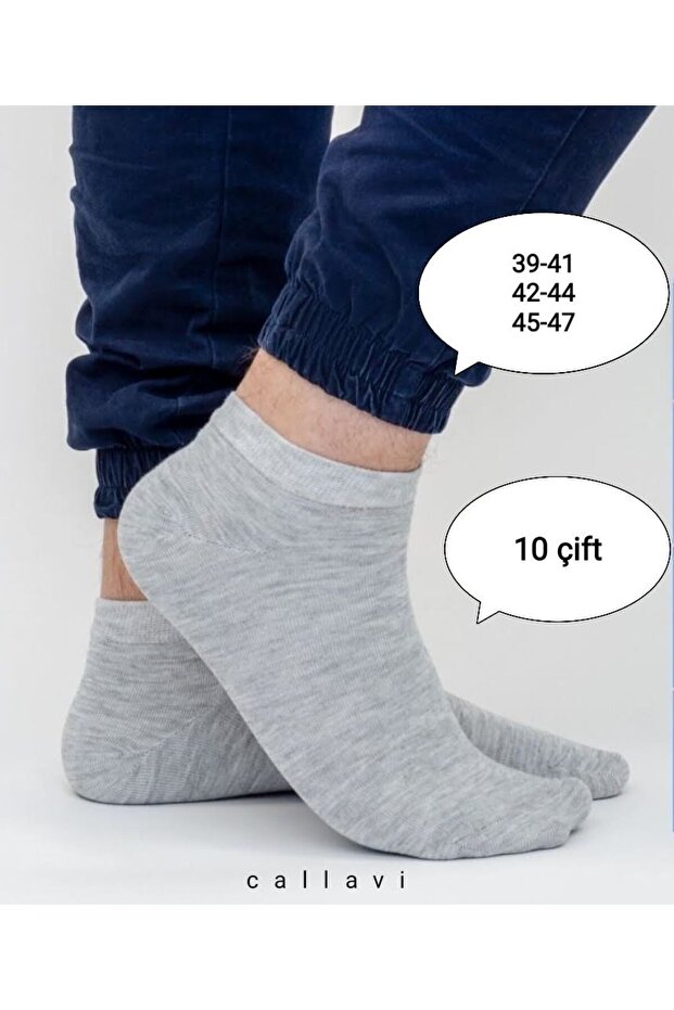 Erkek patik çorap pamuklu düz 10 çift - 1