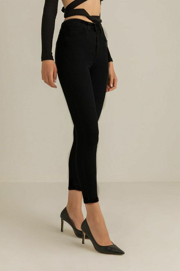 Women's E.x.t.r.a Black High Waist Jeans Pants No Fade Black Jeans