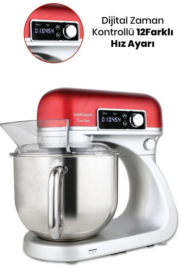 Ceo Chef Dokunmatik Ekran 6 Litre 12 Kademe Darbeli Hız Ayarlı Döküm Stand Mikser Mutfak Şefi - 3