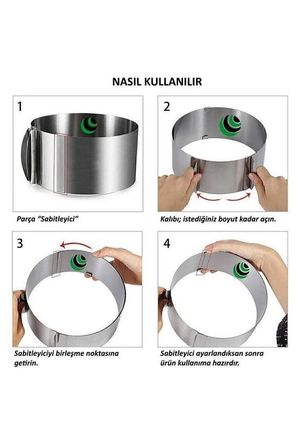 Kek Ve Pasta Paslanmaz Yuvarlak Kelepçeli Ayarlanabilir Kalıbı Çember Ayarlanır Pandispanya Kalıp - 7