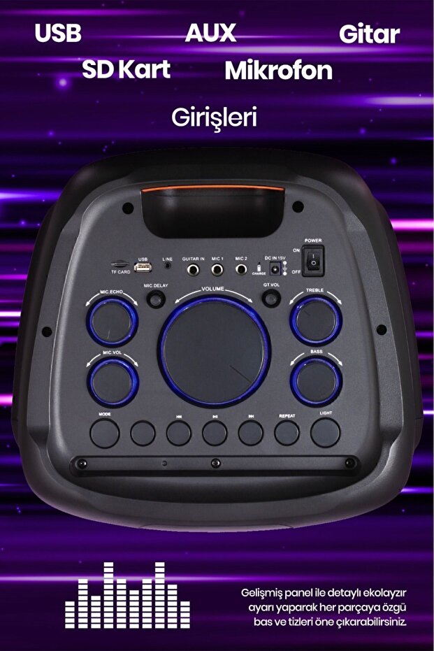 Taşınabilir Şarj Edilebilir Party Box Işıklı Bluetooth Hoparlör - 3