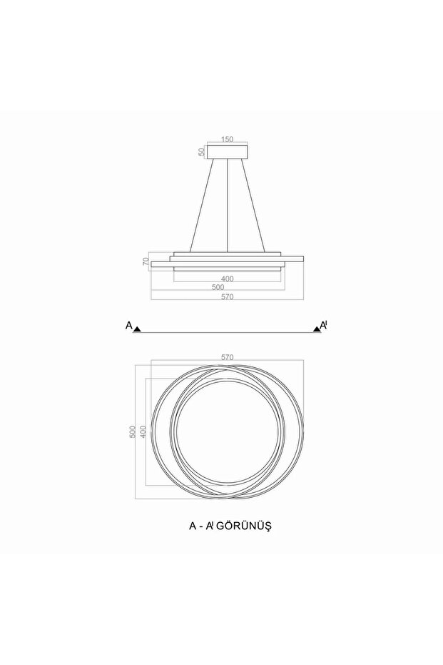 Led Avize Sarkıt 3renk - Mines 55 Cm - 6