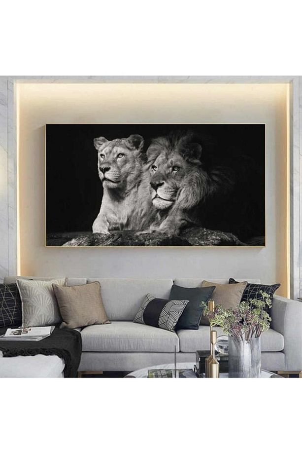 Aslan Kanvas Tablo Çiftli Aslan - 1