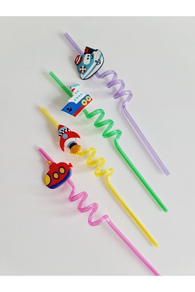 Colorful Straws with 4 Figures Party Birthday