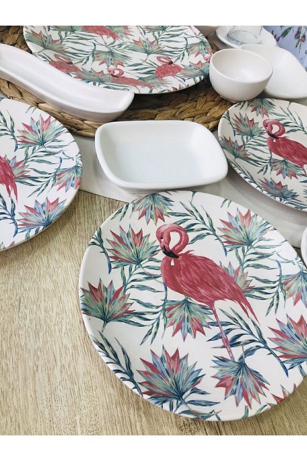 Keramika 6 Kişilik 15 Parça Flamingo Kahvaltı Takımı - 1