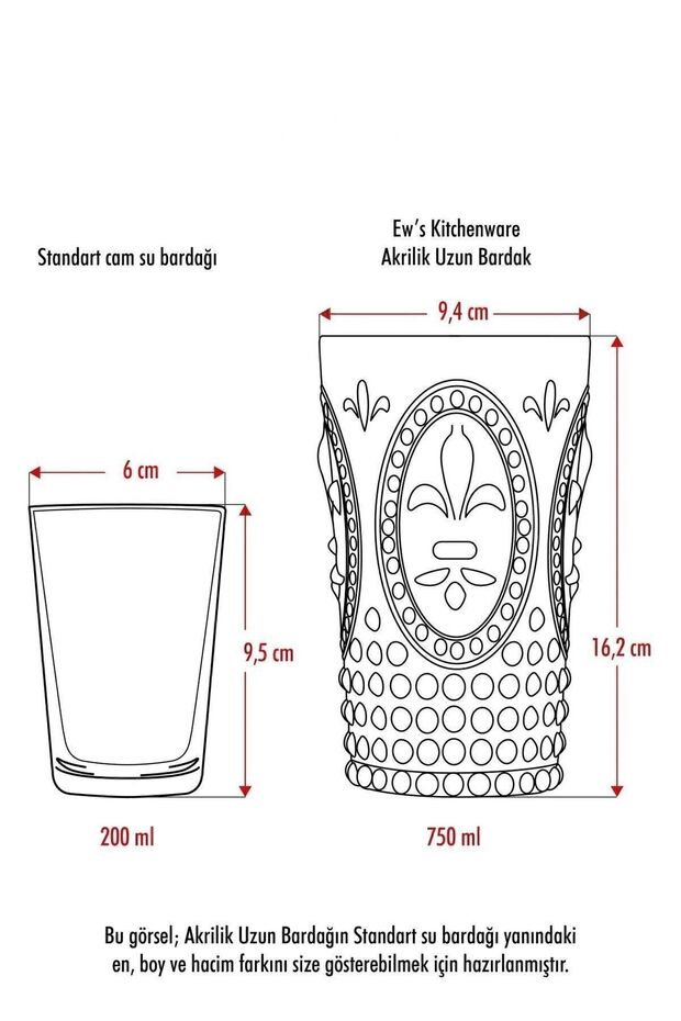 Akrilik Mor Uzun Bardak & Su Meşrubat Bardağı 750 ml ( Cam Değildir ). - 4