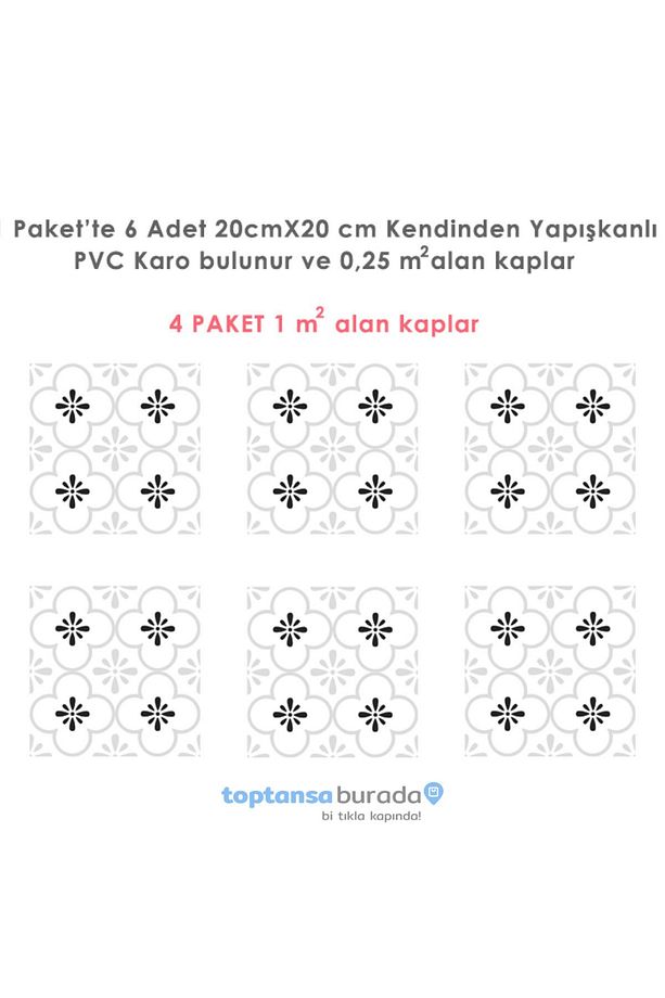 6Adet 20cm×20cm Kendinden Yapışkanlı Duvar Kaplama Mutfak Banyo PVC Sticker Dekorasyon - 6