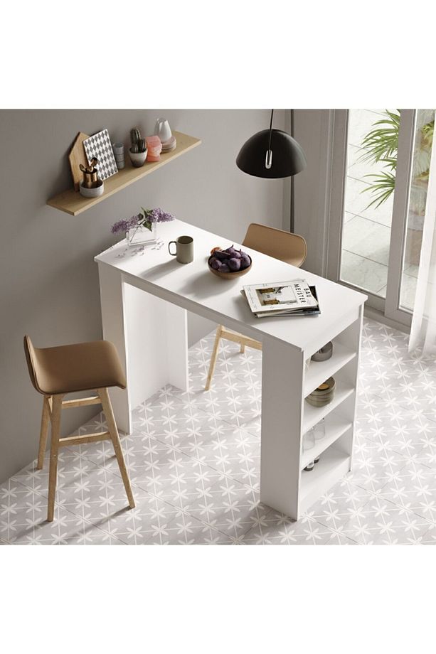 Style Bar Masası Mutfak Yemek Masası Beyaz St1-w - 3