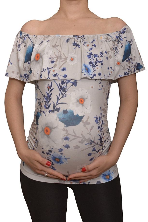 Maternity 2509 Kayık Yaka Hamile Bluzu - 1