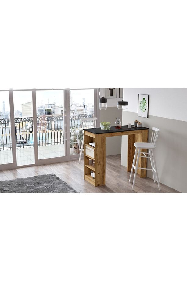 Style Bar Masası Mutfak Yemek Masası Siyah-atlantik Çam St1-la - 4