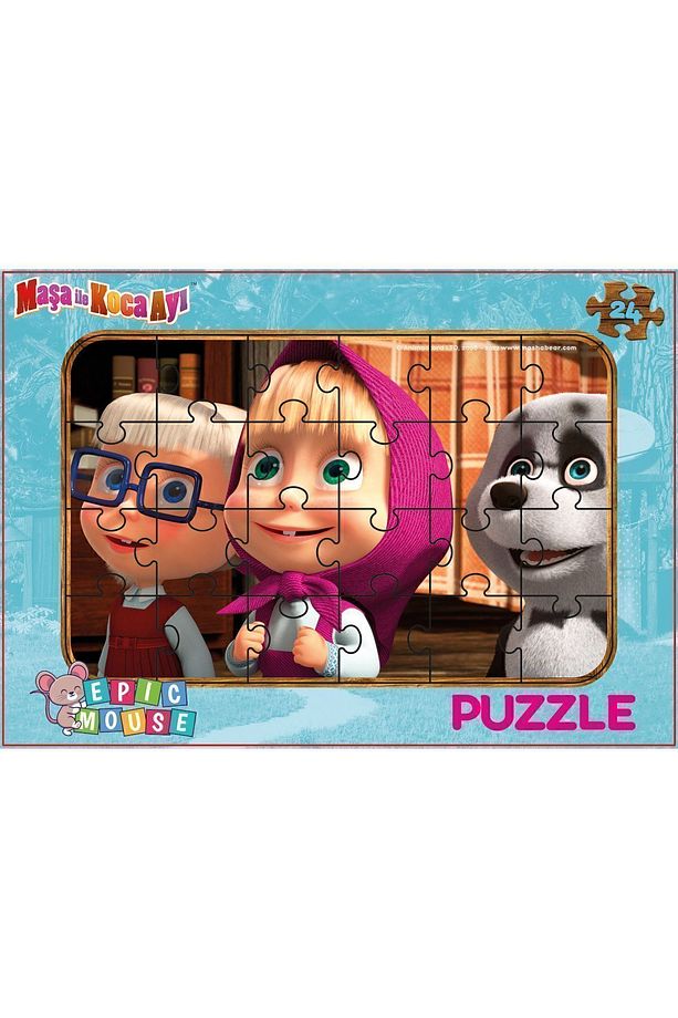 Maşa ve Koca Ayı Eğitici Puzzle - Başlangıç Seviyesi - 24 Parça Frame Puzzle/Yapboz - 1