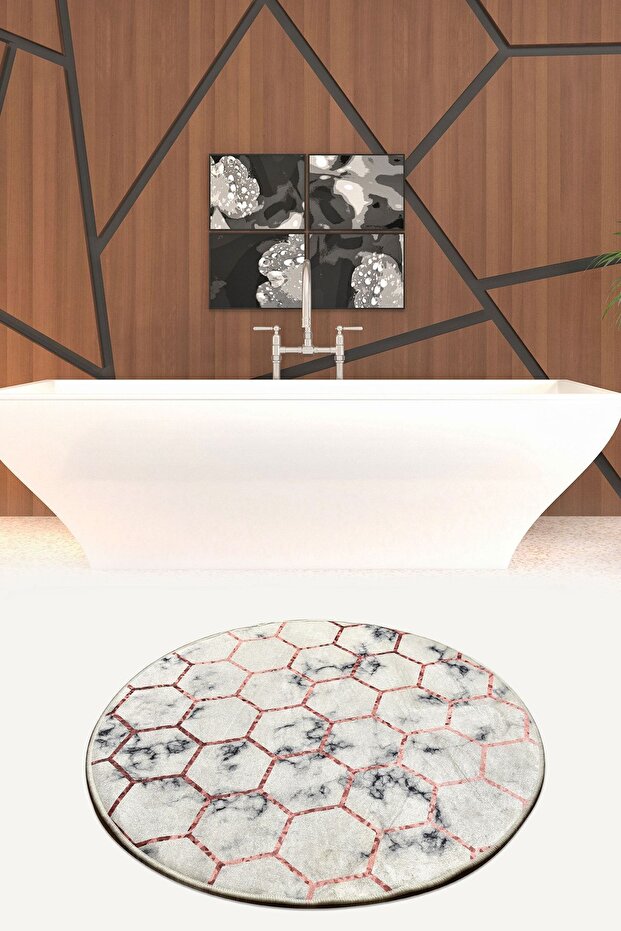 Honeycomb Diameter 100 cm Bathroom Rug