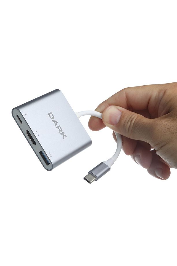 3 In 1 Usb3.1 Type C Erkek Hdmi Dönüştürücü (4k Uhd 60hz) / Usb 3.1 Type C Şarj Dönüştürücü - 4