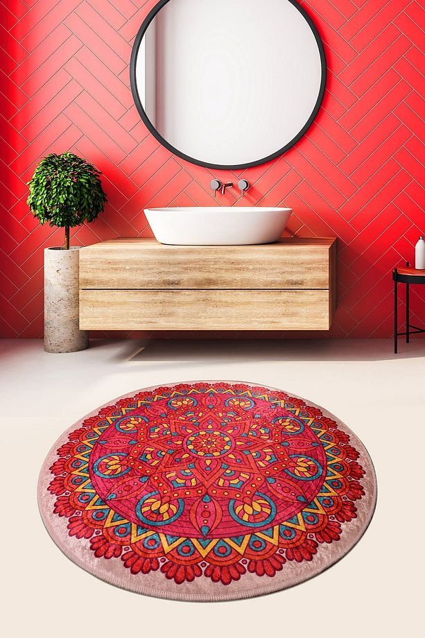 Mandal Renkli Çap 100 Cm Paspas Banyo Djth - 1
